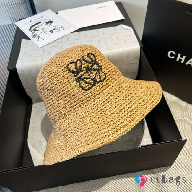 Uubags Loewe Paula's Ibiza Leather-trimmed Raffia Bucket Hat 01 - 1