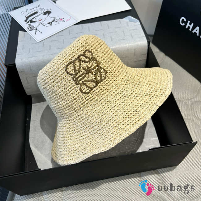 Uubags Loewe Paula's Ibiza Leather-trimmed Raffia Bucket Hat 02 - 1