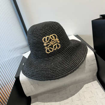 Uubags Loewe Paula's Ibiza Leather-trimmed Raffia Bucket Hat 03