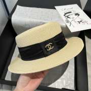 Uubags Chanel Hat Straw & Grosgrain Beige & Black - 5