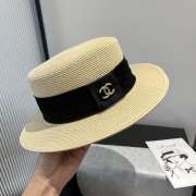 Uubags Chanel Hat Straw & Grosgrain Beige & Black - 4
