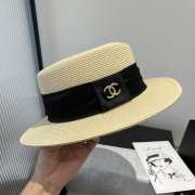 Uubags Chanel Hat Straw & Grosgrain Beige & Black - 3