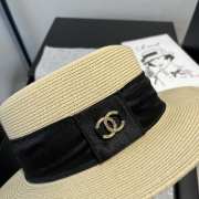 Uubags Chanel Hat Straw & Grosgrain Beige & Black - 2