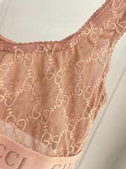 Uubags Gucci tulle pale pink GG embroidered tulle lingerie set - 4