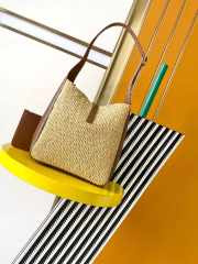 Uubags YSL le 5 à 7 supple small in raffia and leather bag 22x22x7-9cm - 3