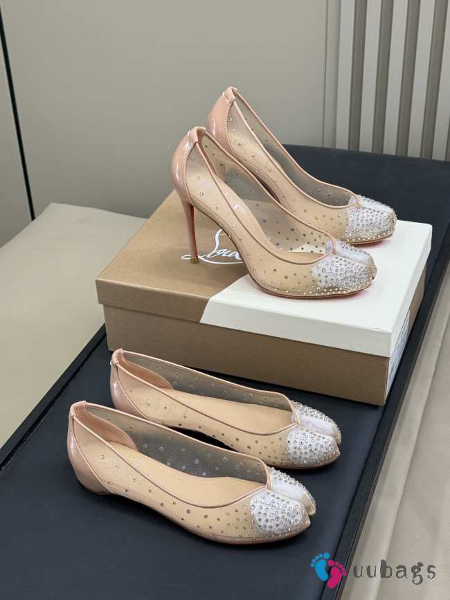 Uubags Louboutin Bridiela Una Strass 10cm Pumps - Strass mesh and patent calf leather - Blush  - 1