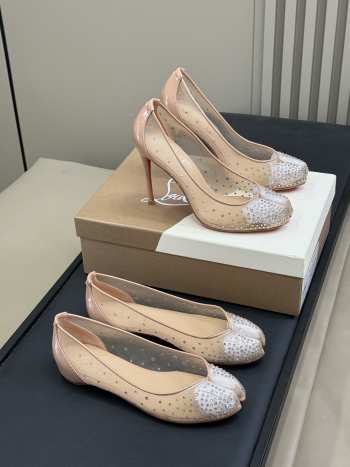 Uubags Louboutin Bridiela Una Strass 10cm Pumps - Strass mesh and patent calf leather - Blush 