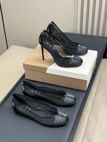 Uubags Louboutin Bridiela Una Strass 10cm Pumps - Strass mesh and patent calf leather - Black