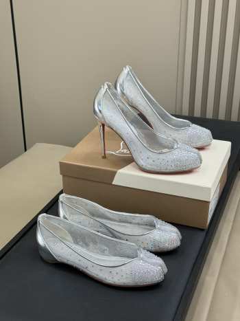 Uubags Louboutin Bridiela Una Strass 10cm Pumps - Strass mesh and patent calf leather - Grey