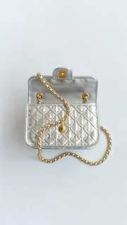 Uubags Mini Flap Bag Metallic Braided Calfskin & Gold Metallic Silvery 13x19x5.5cm - 2