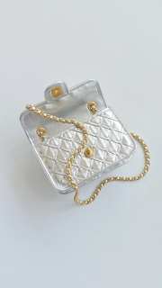 Uubags Mini Flap Bag Metallic Braided Calfskin & Gold Metallic Silvery 13x19x5.5cm - 5