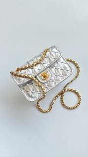 Uubags Mini Flap Bag Metallic Braided Calfskin & Gold Metallic Silvery 13x19x5.5cm - 3