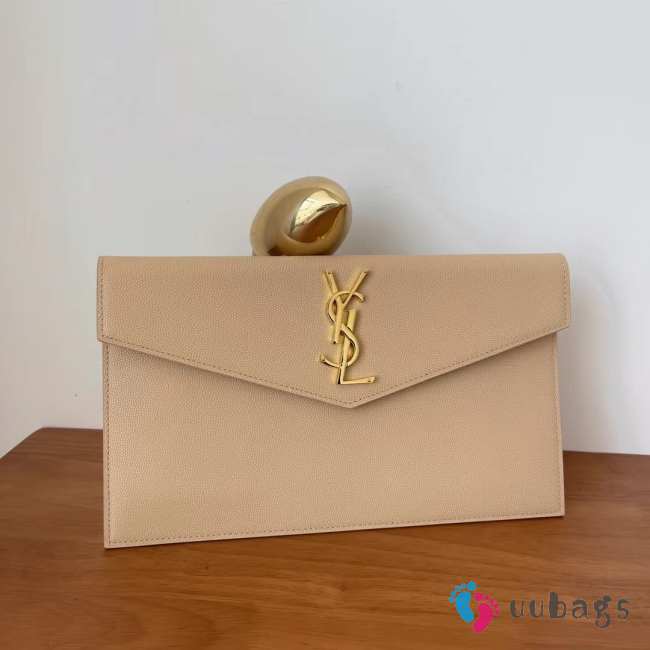Uubags YSL Uptown pouch in grain de poudre leather in dark beige 27x16x2cm - 1