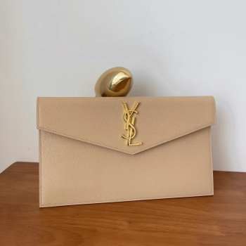 Uubags YSL Uptown pouch in grain de poudre leather in dark beige 27x16x2cm
