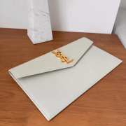 Uubags YSL Uptown pouch in grain de poudre leather in white 27x16x2cm - 5