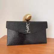Uubags YSL Uptown pouch in crocodile-embossed black shiny leather 27x16x12cm - 1