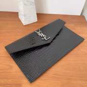 Uubags YSL Uptown pouch in crocodile-embossed black shiny leather 27x16x12cm - 2
