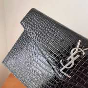 Uubags YSL Uptown pouch in crocodile-embossed black shiny leather 27x16x12cm - 6