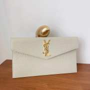 Uubags YSL Uptown pouch in crocodile-embossed white shiny leather 27x16x12cm - 1