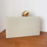 Uubags YSL Uptown pouch in crocodile-embossed white shiny leather 27x16x12cm - 6