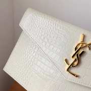 Uubags YSL Uptown pouch in crocodile-embossed white shiny leather 27x16x12cm - 5