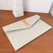 Uubags YSL Uptown pouch in crocodile-embossed white shiny leather 27x16x12cm - 2