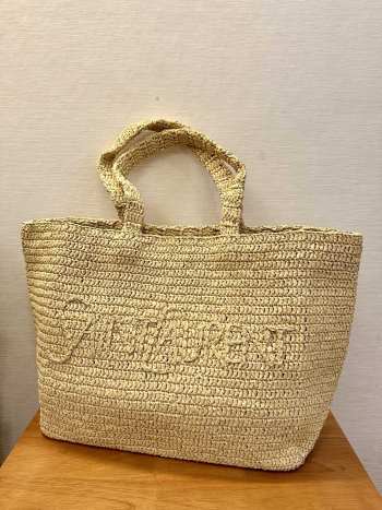 Uubags YSL tote bag in natural raffia silver-tone hardware 41/50x34x17cm