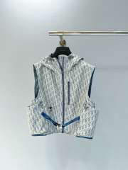 Uubags Dioriviera Hooded Vest Blue and White Dior Oblique Jacquard Technical Taffeta - 4