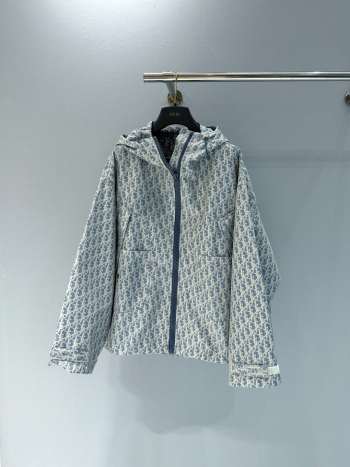 Uubags Dioriviera Jacket Blue and White Dior Oblique Jacquard Technical Taffeta