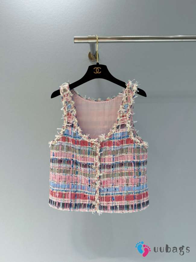 Uubags Chanel Vest Cotton & Silk Tweed Pink & Multicolor - 1