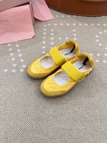 Uubags Miu Miu Tire technical fabric and suede ballerinas in yellow