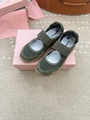 Uubags Miu Miu Tire technical fabric and suede ballerinas in green - 1