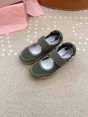 Uubags Miu Miu Tire technical fabric and suede ballerinas in green - 5