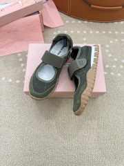 Uubags Miu Miu Tire technical fabric and suede ballerinas in green - 2