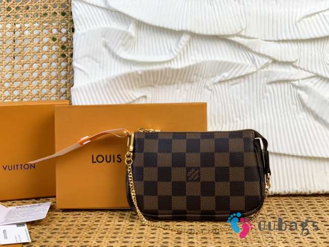 Uubags Louis Vuitton N58009 Mini Pochette Accessoires Damier Ebene Coated Canvas Bag 15.5x10.5x4cm - 1
