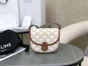 Uubags Celine mini Besace in Triomphe canvas and calfskin bag white 16x14x4cm - 1