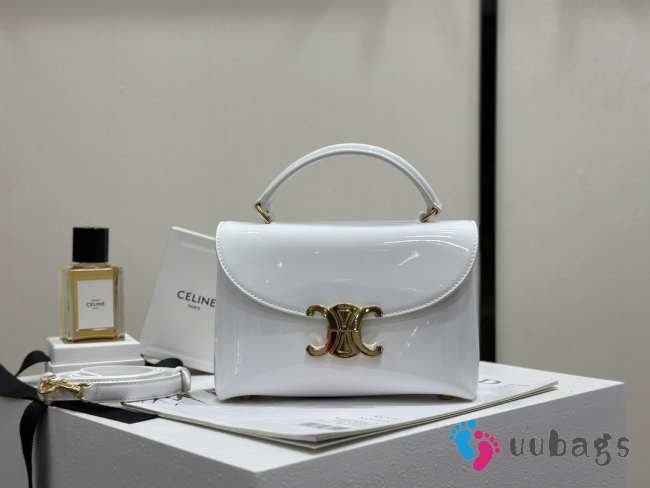 Uubags Celine Teen Nino Bag In White Patent Leather Bag 20.5x13x8cm - 1