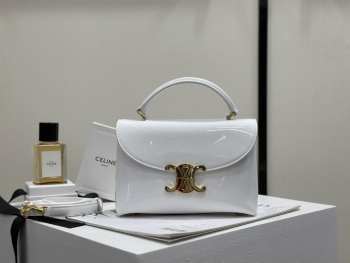 Uubags Celine Teen Nino Bag In White Patent Leather Bag 20.5x13x8cm
