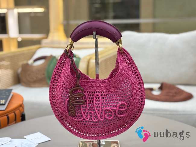 Uubags Chloe Summer Banana Hobo Raffia Bag In Pink 36x21.5x2cm - 1