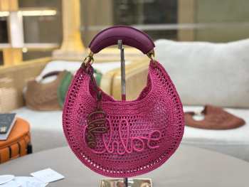 Uubags Chloe Summer Banana Hobo Raffia Bag In Pink 36x21.5x2cm