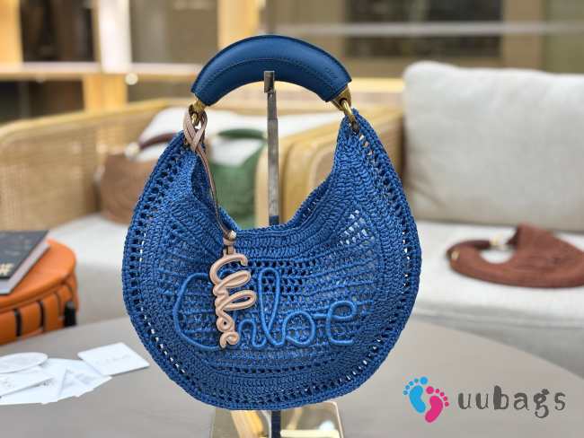 Uubags Chloe Summer Banana Hobo Raffia Bag In Blue 36x21.5x2cm - 1