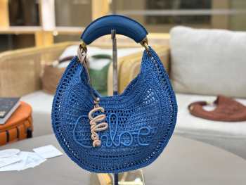 Uubags Chloe Summer Banana Hobo Raffia Bag In Blue 36x21.5x2cm