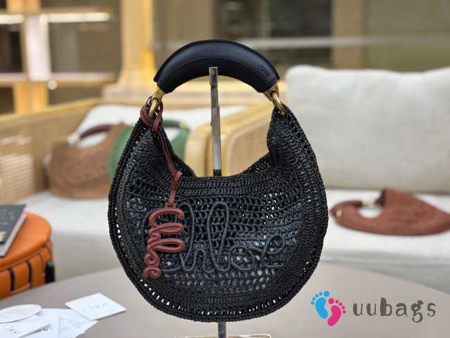 Uubags Chloe Summer Banana Hobo Raffia Bag In Black 36x21.5x2cm - 1