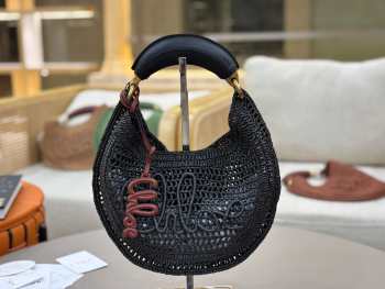 Uubags Chloe Summer Banana Hobo Raffia Bag In Black 36x21.5x2cm