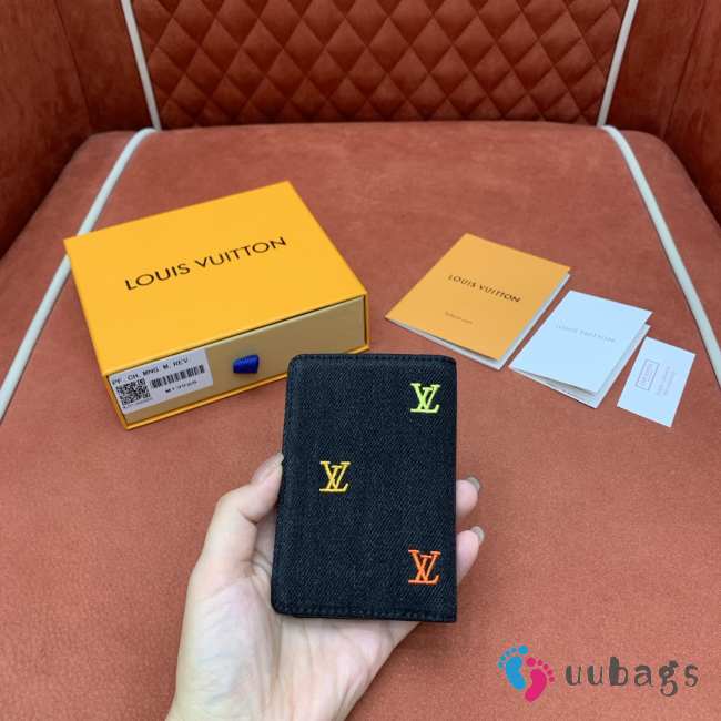 Uubags Louis Vuitton M13965 Pocket Organizer LV Blason Denim 7.5x11x1cm - 1