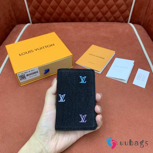 Uubags Louis Vuitton M14148 Pocket Organizer LV Blason Denim 7.5x11x1cm - 1