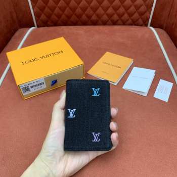Uubags Louis Vuitton M14148 Pocket Organizer LV Blason Denim 7.5x11x1cm