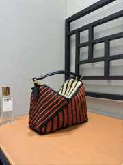 Uubags Loewe Small Puzzle bag in raffia and calfskin bag in natural/honey gold 24x10.5x16.5cm - 5