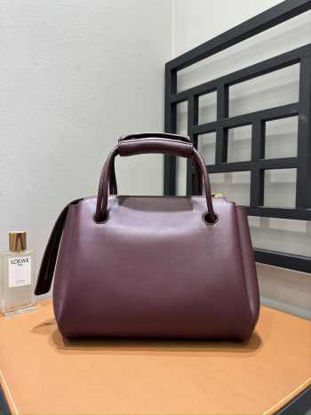 Uubags Loewe medium Madrid bag in dark burgundy supple calfskin 29x11x23cm