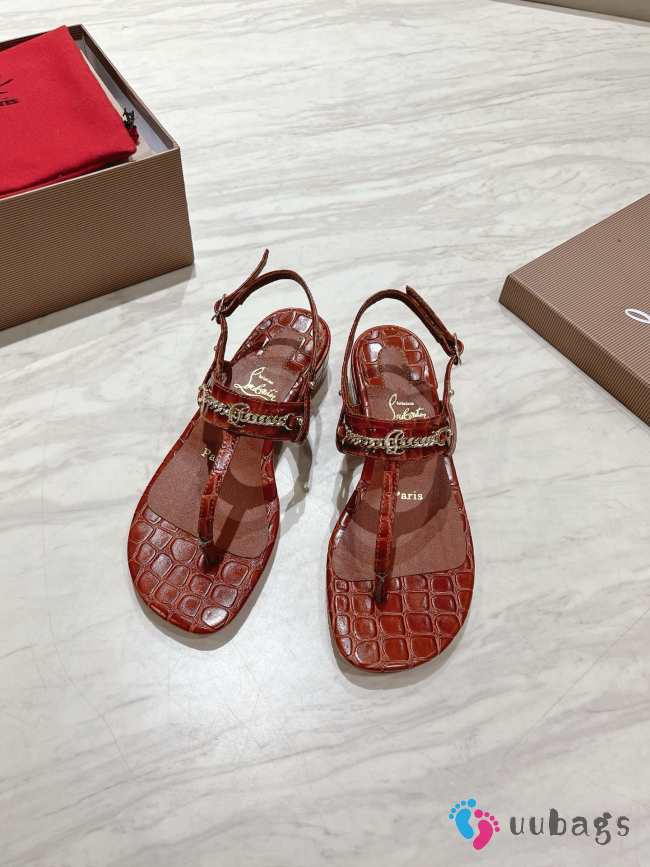 Uubags Christian Louboutin MJ Thong croc-effect leather sandals brown - 1